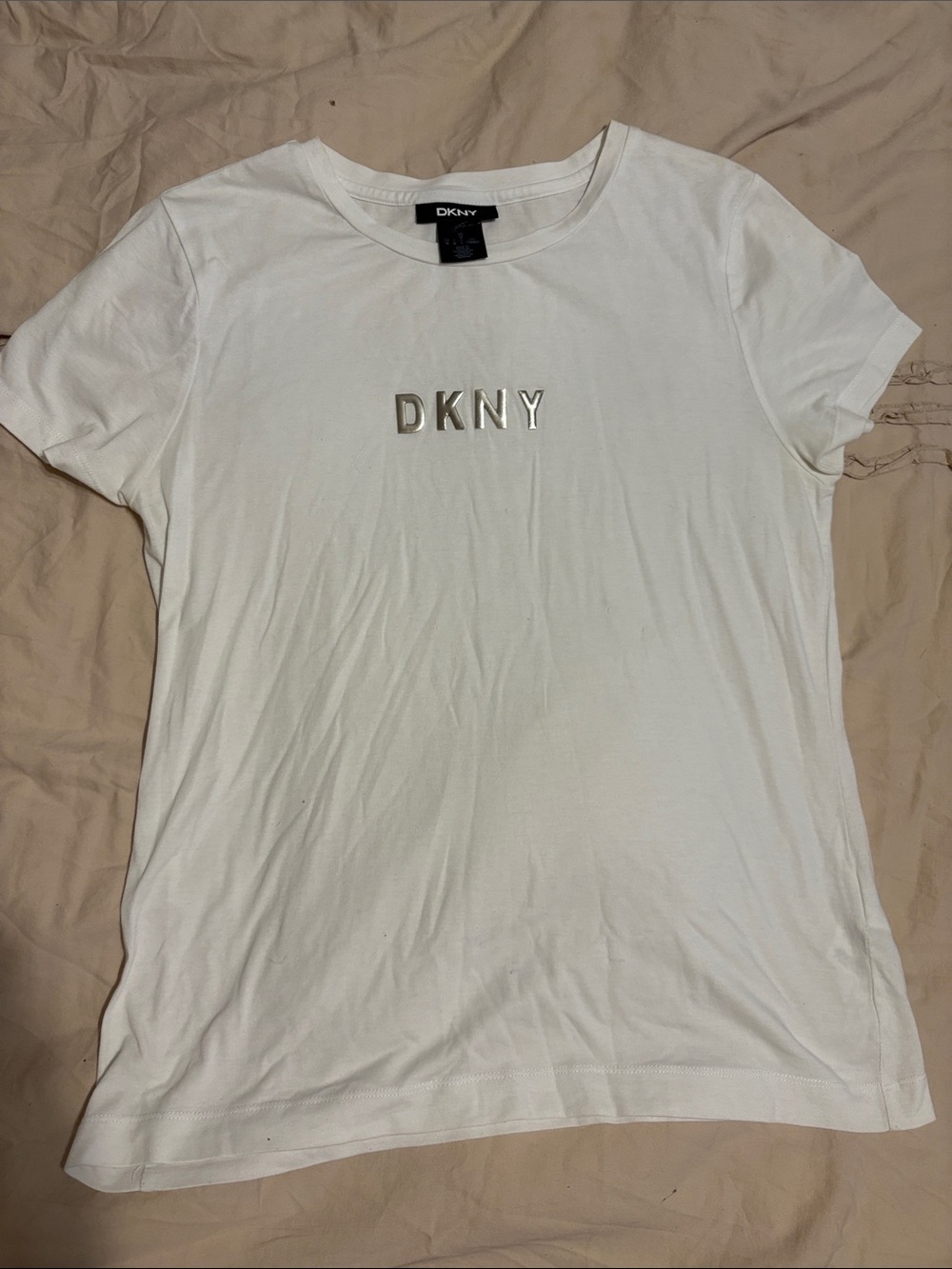 DKNY White Tee with Silver Logo large
